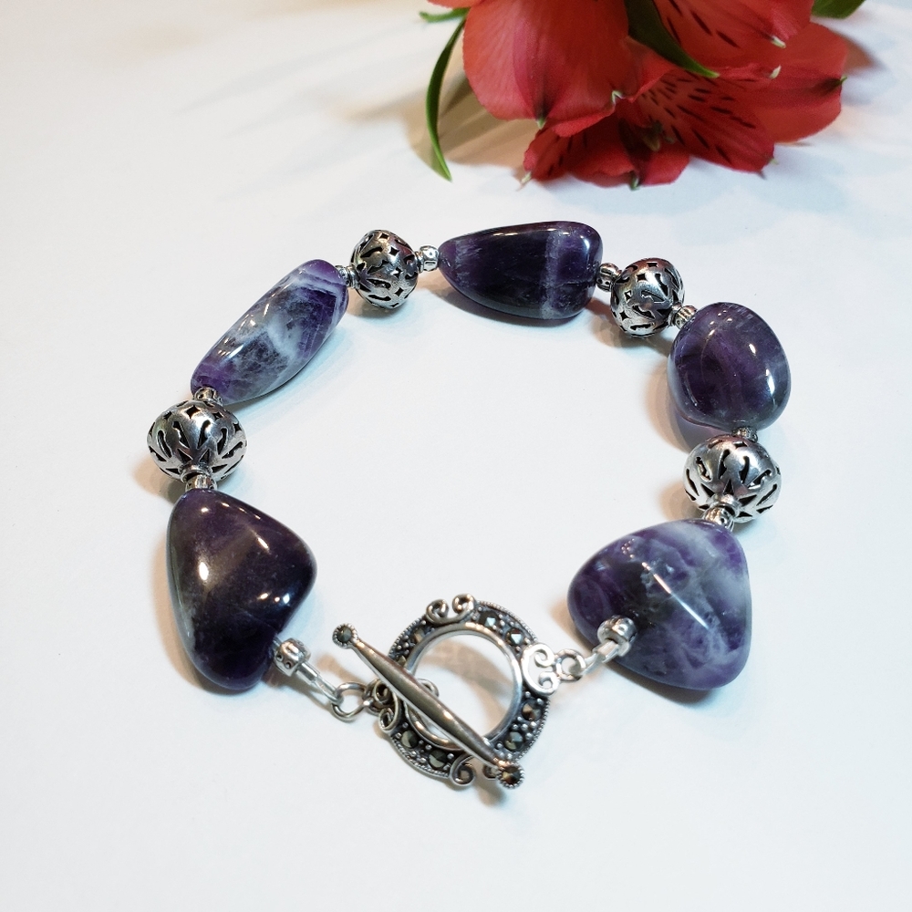 Artisan Amethyst Sterling Silver Bracelet